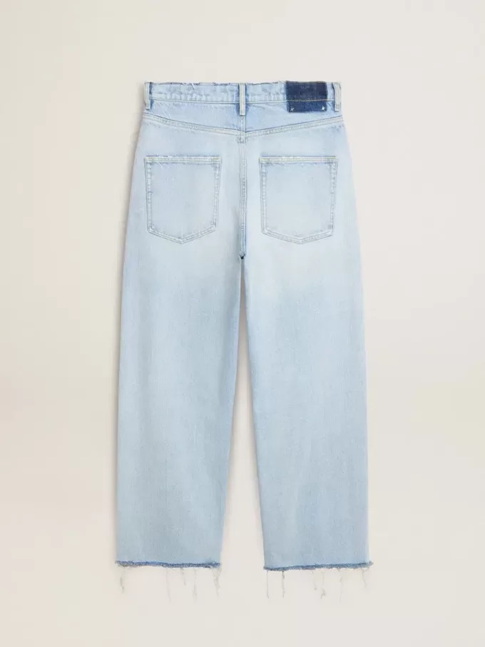 Herrebukser i denim med slidt look