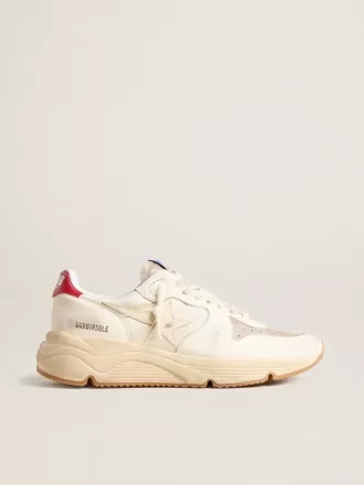 Herresko med løbesål i nappalæder med beige læderstjerne og rød hælkappe