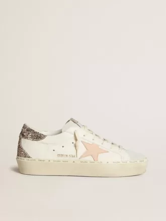 Hi Star i hvid nappa med lyserød læderstjerne og glitterhælkappe