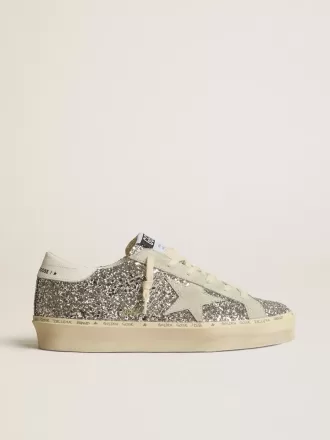 Hi Star til kvinder i sølvglitter med ruskindsstjerne og hvid hælkappe