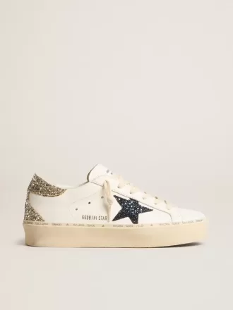 Hi Star til kvinder med blå glitterstjerne og platin glitterhælkappe
