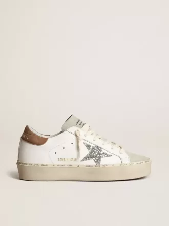 Hi Star til kvinder med sølvglitterstjerne og duvegrå nubuck-hælkappe