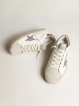 Hi Star til kvinder med sølvglitterstjerne og duvegrå nubuck-hælkappe