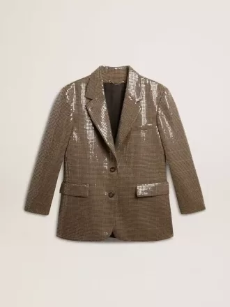 Houndstooth-jakke til kvinder med broderi af pailletter overalt Houndstooth-jakke til kvinder med broderi af pailletter overalt
