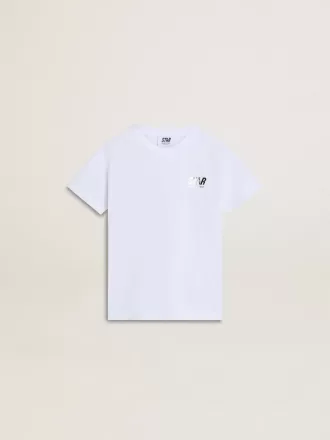 Hvid bomulds-T-shirt til børn med sølvtryk Hvid bomulds-T-shirt til børn med sølvtryk