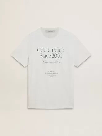 Hvid bomulds-T-shirt til mænd med grønt print