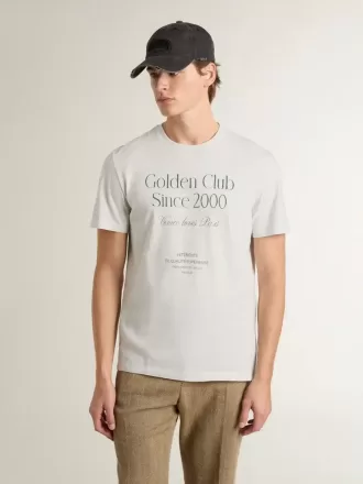 Hvid bomulds-T-shirt til mænd med grønt print