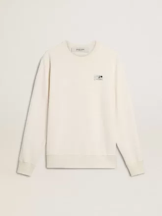 Hvid bomuldssweatshirt til mænd med print på ryggen