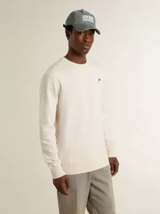 Hvid bomuldssweatshirt til mænd med print på ryggen