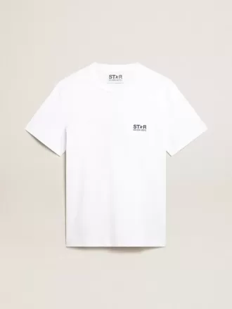 Hvid herre-T-shirt med mørkeblå stjerne på ryggen