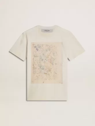 Hvid T-shirt til kvinder med blomsterprint