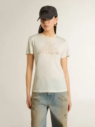 Hvid T-shirt til kvinder med print på forsiden