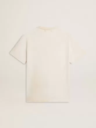 Hvid T-shirt til mænd i vintage-look med print foran
