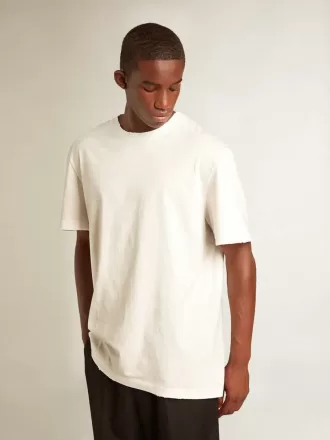 Hvid T-shirt til mænd med distressed-behandling