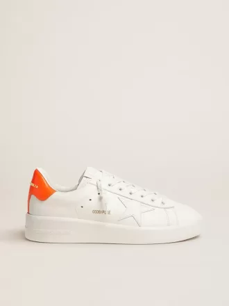 Hvide Purestar sneakers med fluorescerende orange hælkappe