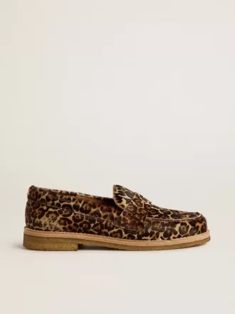 Jerry loafers til kvinder i ponyhud med leopardprint
