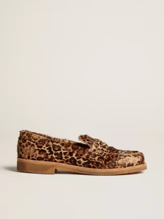 Jerry loafers til mænd i ponyhud med leopardprint