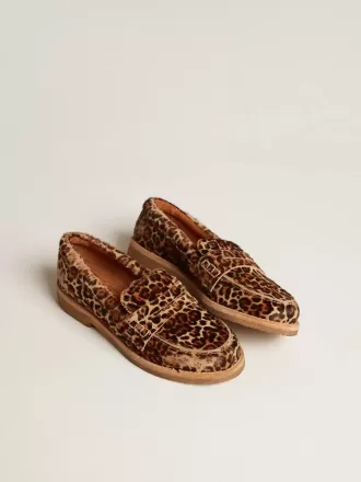 Jerry loafers til mænd i ponyhud med leopardprint