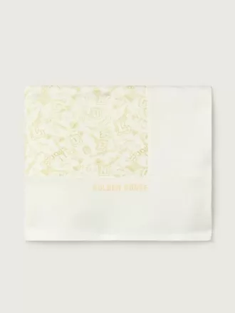 Journey Baby-tæppe i hvid bomuldsfleece med ferskenrosa maskotprint Journey Baby-tæppe i hvid bomuldsfleece med ferskenrosa maskotprint