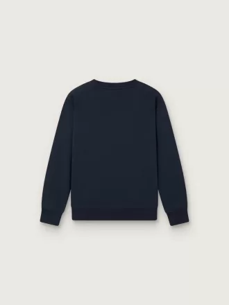 Journey sweatshirt med rund hals til drenge i marineblåt bomuld med maskotprint Journey sweatshirt med rund hals til drenge i marineblåt bomuld med maskotprint