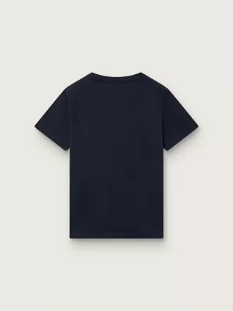 Journey T-shirt til drenge i blå bomuldsjersey med digitalt maskotprint Journey T-shirt til drenge i blå bomuldsjersey med digitalt maskotprint