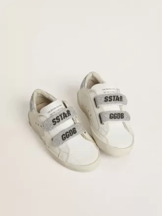 Junior Old School med sølvfarvet Swarovski-krystal på hælflappen og remmene Junior Old School med sølvfarvet Swarovski-krystal på hælflappen og remmene