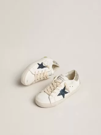 Junior Super-Star i læder med glitterstjerne og hælkappe Junior Super-Star i læder med glitterstjerne og hælkappe