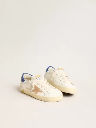 Junior Super-Star i nappalæder med beige stjerne og blå hælkappe Junior Super-Star i nappalæder med beige stjerne og blå hælkappe