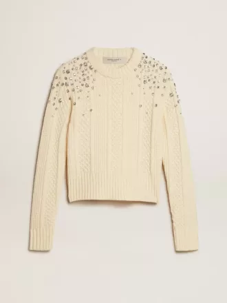 Rundehalet sweater til kvinder i sort uld