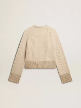Kvinders boxy sweater i uld med hotfix krystaldekoration