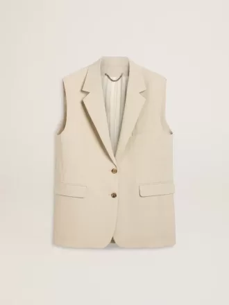 Kvinders khaki vestjakke i uldblanding