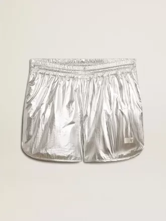 Løbeshorts til mænd i sølvfarvet stof