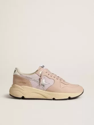 Løbesko til kvinder i mesh og nubuck med sølvfarvet metalstjerne