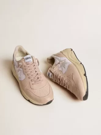 Løbesko til kvinder i mesh og nubuck med sølvfarvet metalstjerne
