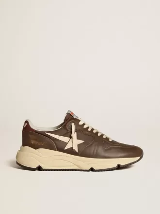 Løbesål i nylon og læder med TPU-stjerne og nubuck-hælkappe