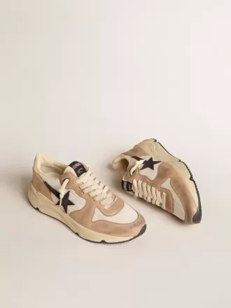 Løbesål i nylon og nubuck med mørkeblå ruskindstjerne
