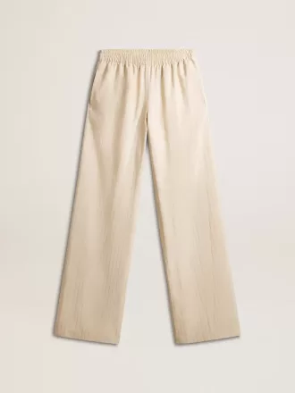Let beige joggingbukser i silke og viskose til kvinder Let beige joggingbukser i silke og viskose til kvinder