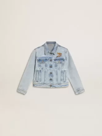 Let denimjakke med broderi Let denimjakke med broderi