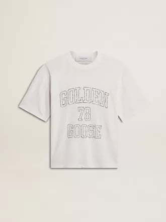 Let hvid T-shirt i hør til kvinder med print