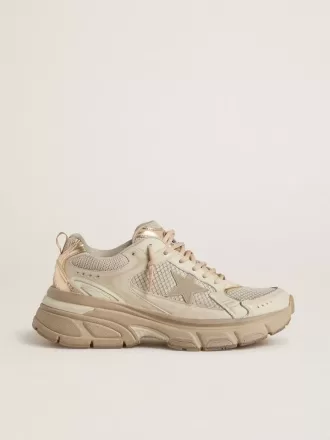 Lightstar til kvinder i duvegråt læder og mesh med beige TPU-stjerne
