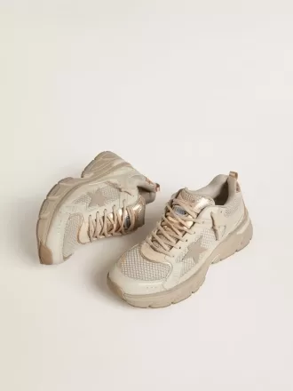 Lightstar til kvinder i duvegråt læder og mesh med beige TPU-stjerne