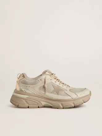 Lightstar til mænd i duvegråt læder og mesh med beige TPU-stjerne