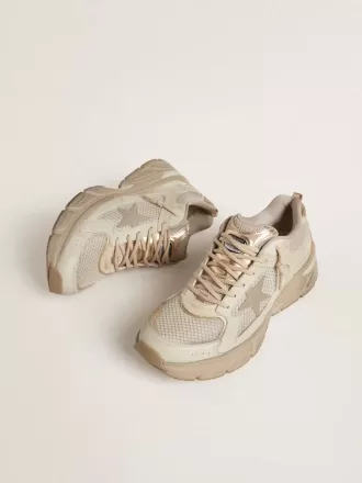 Lightstar til mænd i duvegråt læder og mesh med beige TPU-stjerne