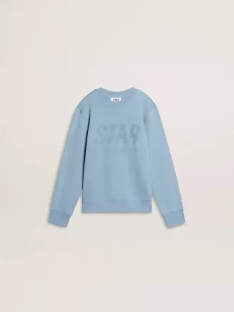 Lyseblå sweatshirt til drenge med bogstaver på fronten