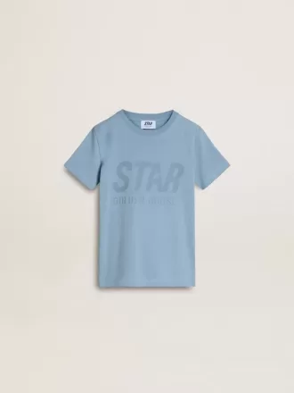 Lyseblå T-shirt med print til drenge