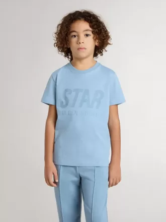 Lyseblå T-shirt med print til drenge