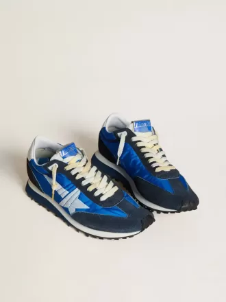 Marathon til mænd med blå nylonoverdel og hvid stjerne