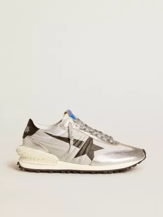 Marathon til mænd med overdel i sølvfarvet ripstop-nylon og sort stjerne