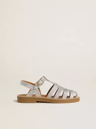 Maxime Young sandaler i sølvfarvet mikroglitter