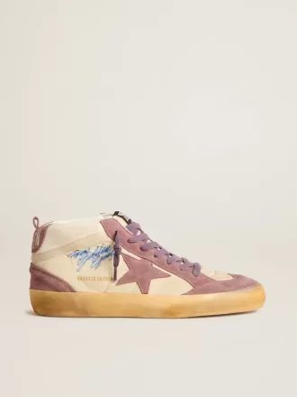Mid Star LAB til kvinder i nylon og nappa med mauve ruskindstjerne